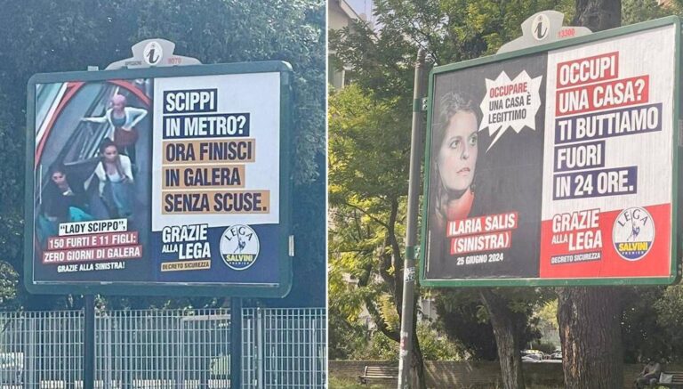 Borseggiatrici e Ilaria Salis ‘protagoniste’ dei nuovi manifesti della Lega